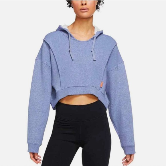 Nike Cropped Hoodie Women's Small Heather Brown Fleece Training Pullover - Picture 11 of 11